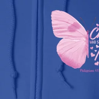 Philippians 4:13 Christian Bible Verse Funny Gift Butterfly Gift Full Zip Hoodie