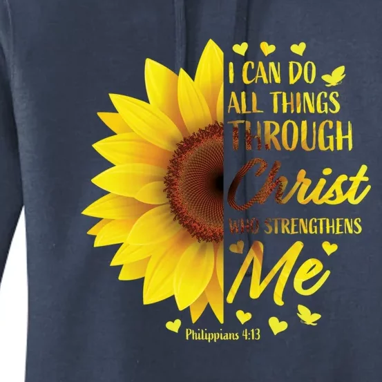 Philippians 4:13 Christian Bible Verse Funny Gift Sunflower Gift Women's Pullover Hoodie