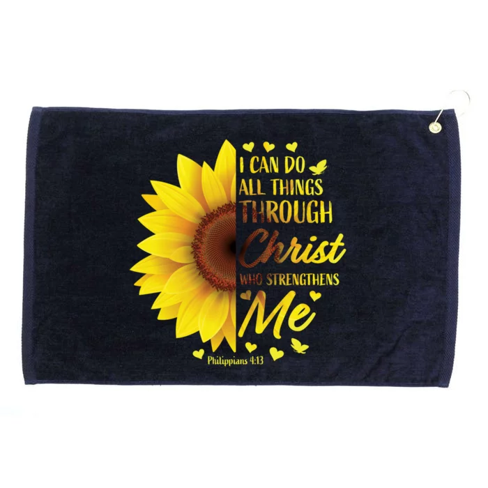 Philippians 4:13 Christian Bible Verse Funny Gift Sunflower Gift Grommeted Golf Towel