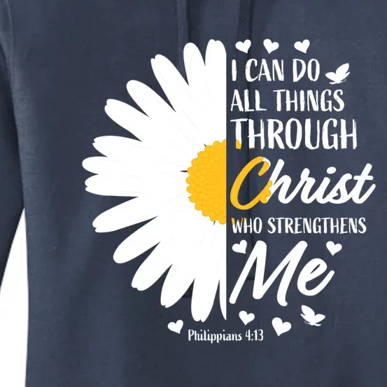 Philippians 4:13 Christian Flower Religious Gift Bible Verse Gift Women's Pullover Hoodie