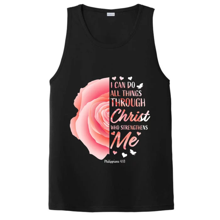 Philippians 413 Christian Bible Verse Religious Gifts Women Performance Tank