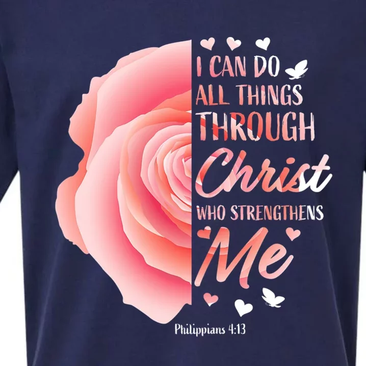 Philippians 413 Christian Bible Verse Religious Gifts Women Sueded Cloud Jersey T-Shirt