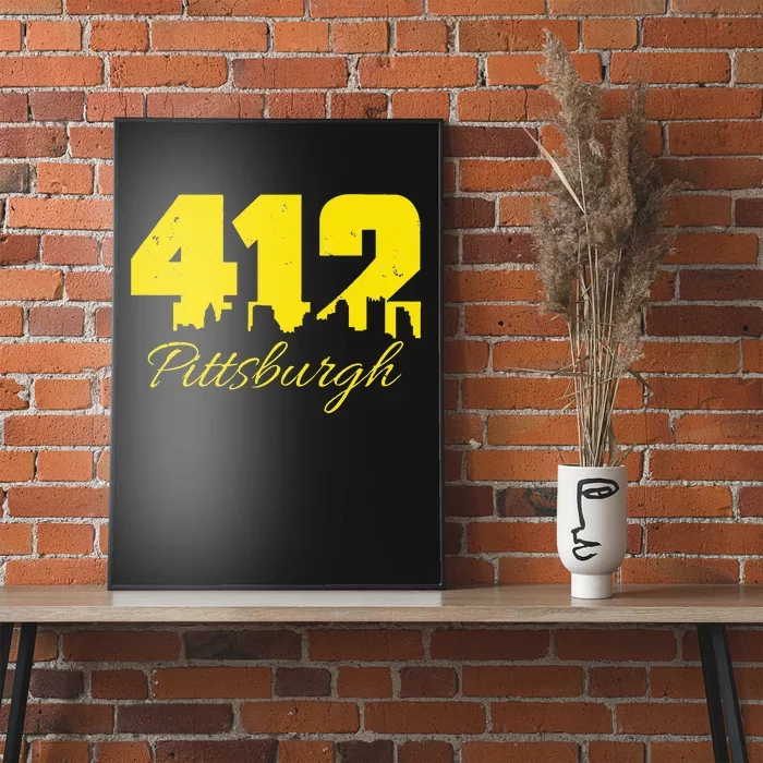 Pittsburgh 412 City Skyline Yellow Pittsburgh Poster