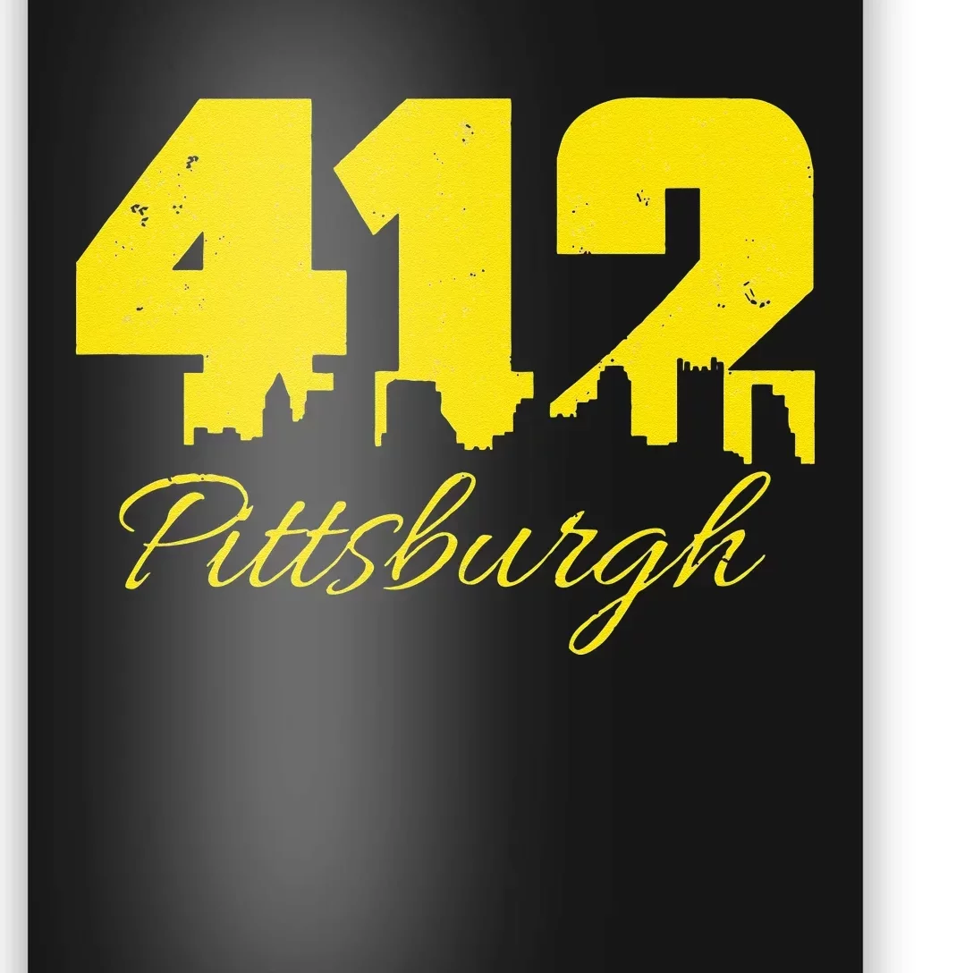 Pittsburgh 412 City Skyline Yellow Pittsburgh Poster