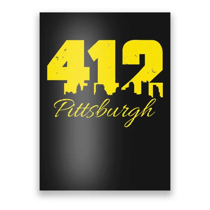 Pittsburgh 412 City Skyline Yellow Pittsburgh Poster