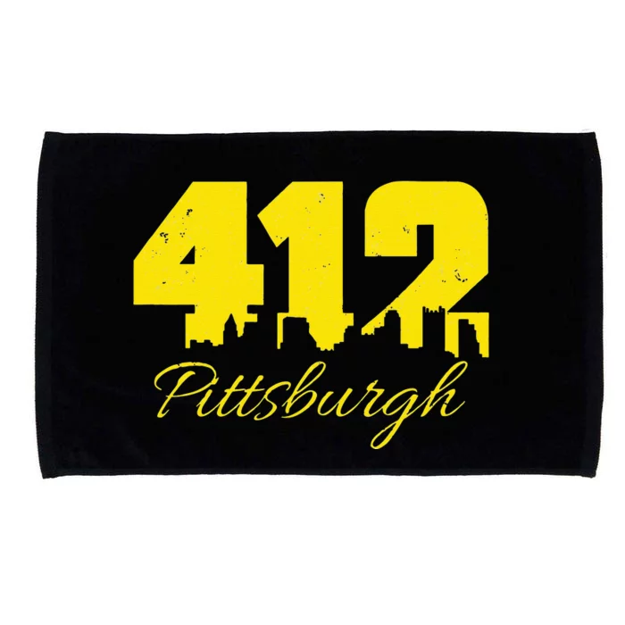 Pittsburgh 412 City Skyline Yellow Pittsburgh Microfiber Hand Towel