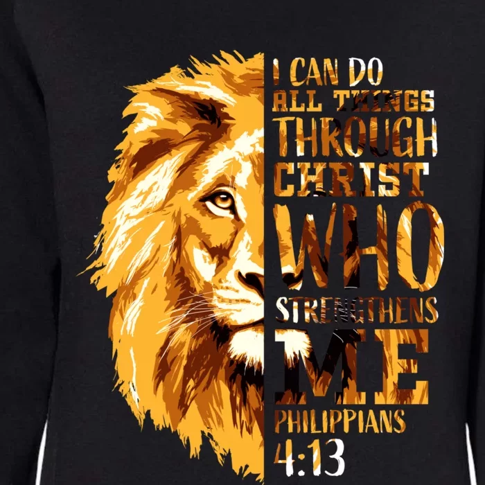 Philippians 4:13 Christian Bible Verse Gift Lion Husband Womens California Wash Sweatshirt