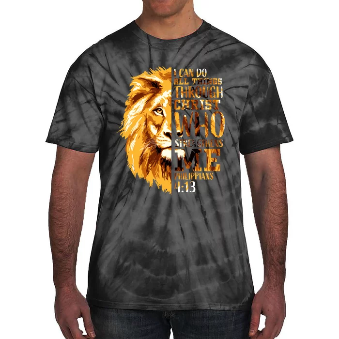 Philippians 4:13 Christian Bible Verse Gift Lion Husband Tie-Dye T-Shirt