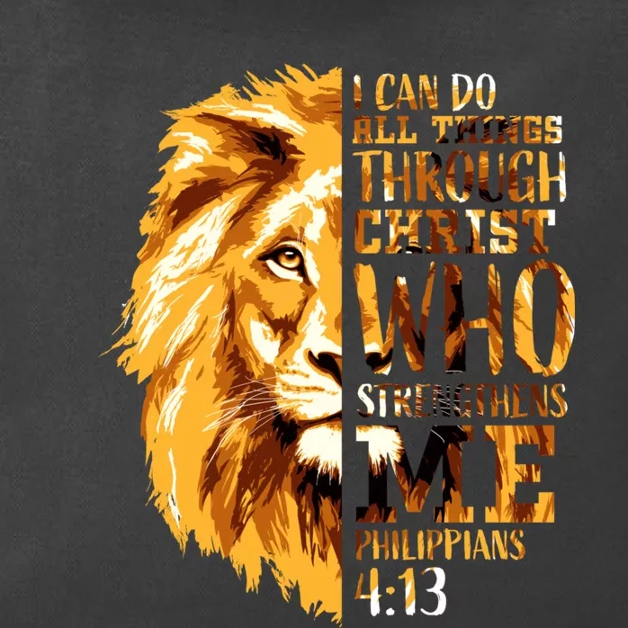 Philippians 4:13 Christian Bible Verse Gift Lion Husband Zip Tote Bag