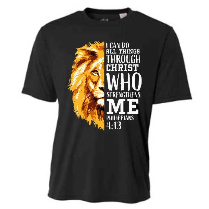 Philippians 413 Christian Verse Gifts Religious Lion Cooling Performance Crew T-Shirt