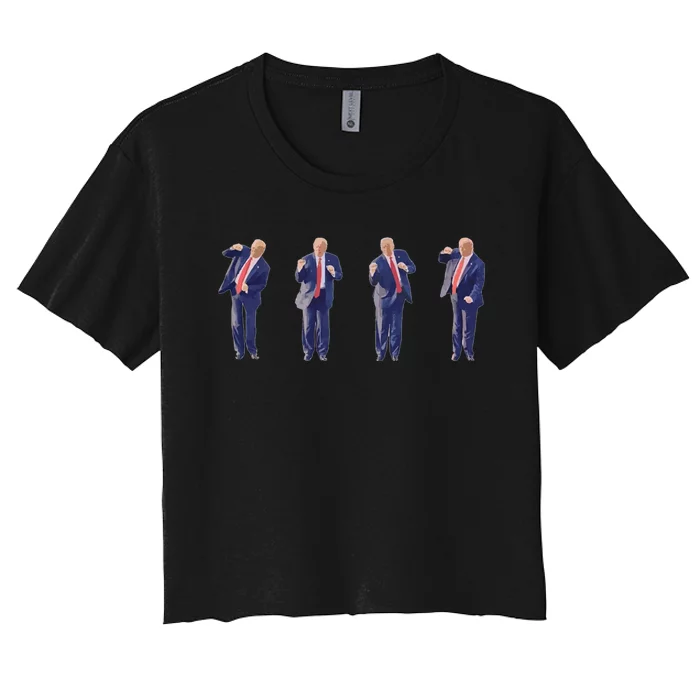 Potus 45 Dance Trump Dance Save America  Trump 45/47 Women's Crop Top Tee