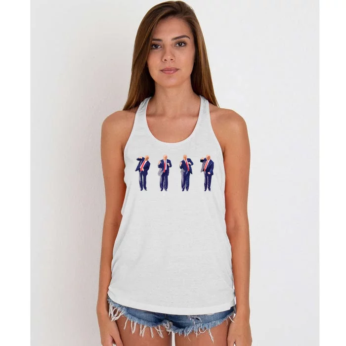 Potus 45 Dance Trump Dance Save America Trump Women's Knotted Racerback Tank