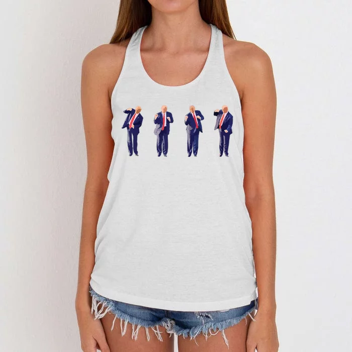 Potus 45 Dance Trump Dance Save America Trump Women's Knotted Racerback Tank