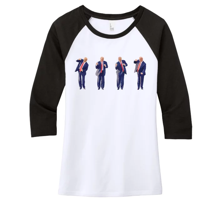 Potus 45 Dance Trump Dance Save America  Trump 4547 Women's Tri-Blend 3/4-Sleeve Raglan Shirt