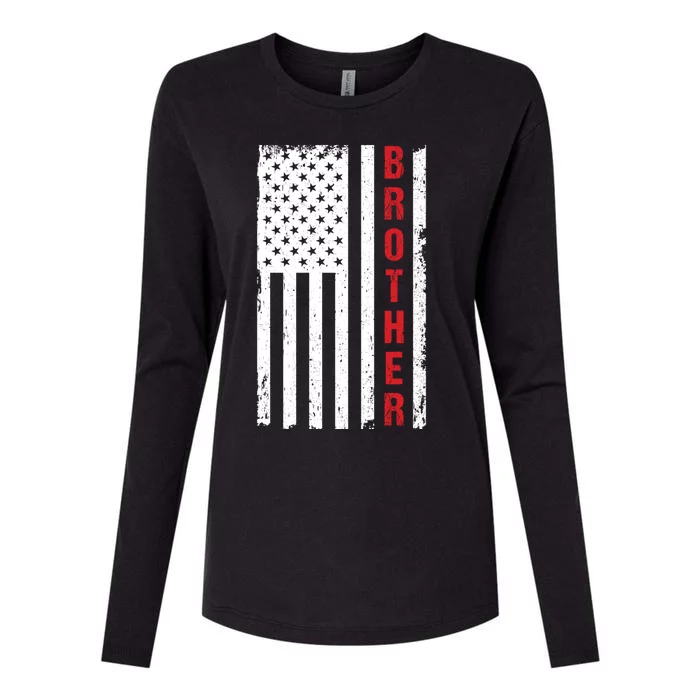 Patriotic 4 July Independence Day Brother Armed Forces Gift Womens Cotton Relaxed Long Sleeve T-Shirt