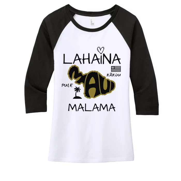 PRAY 4 LAHAINA Malama Maui Strong Women's Tri-Blend 3/4-Sleeve Raglan Shirt