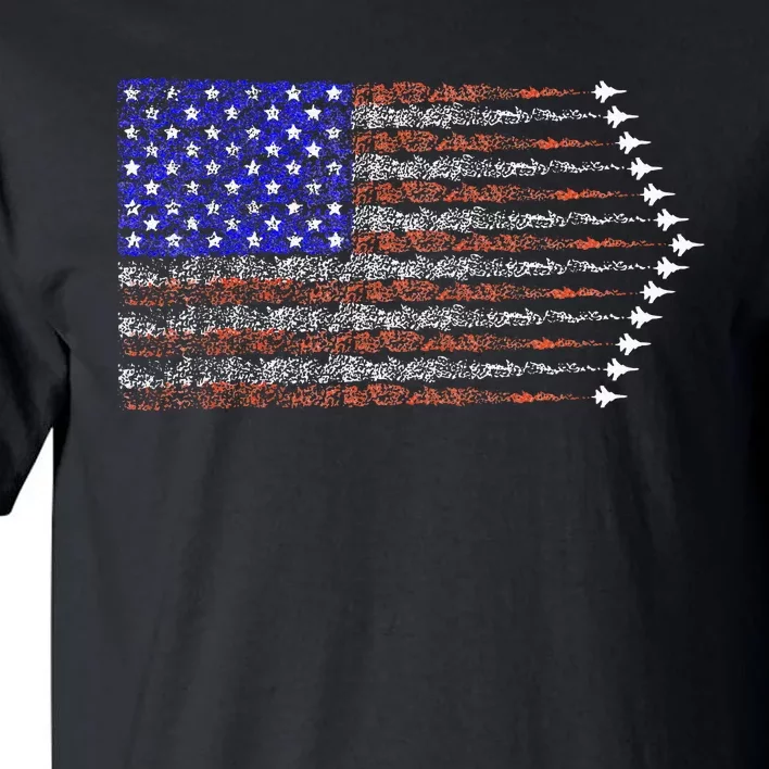 Patriotic 4th Of July USA American Flag Fighter Jets Tall T-Shirt