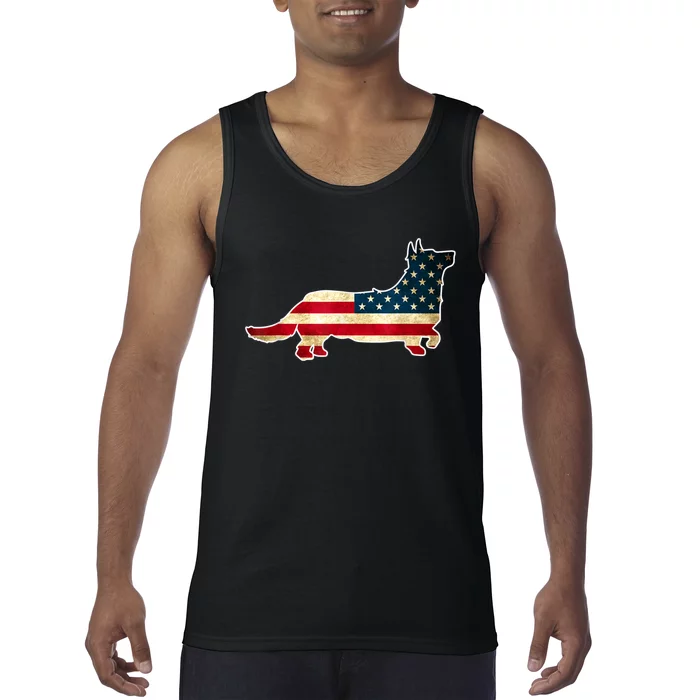 Patriotic 4th Of July Corgi Dog American Flag Tank Top