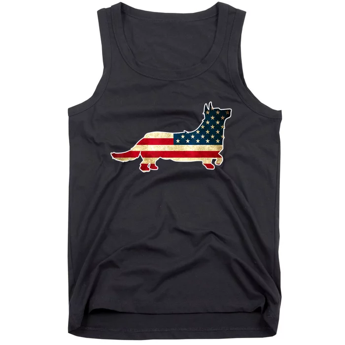 Patriotic 4th Of July Corgi Dog American Flag Tank Top