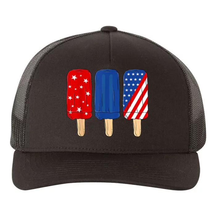 Patriotic 4th Of July Popsicles USA America Flag Summer Yupoong Adult 5-Panel Trucker Hat