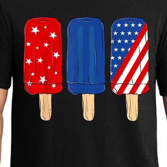 Patriotic 4th Of July Popsicles USA America Flag Summer Pajama Set