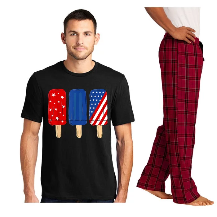 Patriotic 4th Of July Popsicles USA America Flag Summer Pajama Set