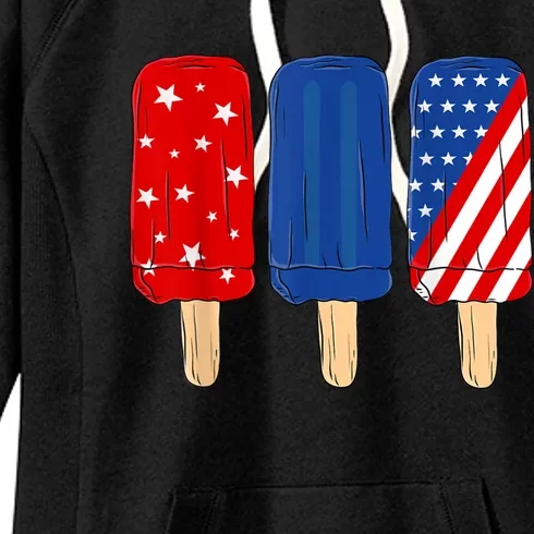 Patriotic 4th Of July Popsicles USA America Flag Summer Women's Fleece Hoodie