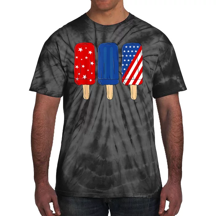 Patriotic 4th Of July Popsicles USA America Flag Summer Tie-Dye T-Shirt