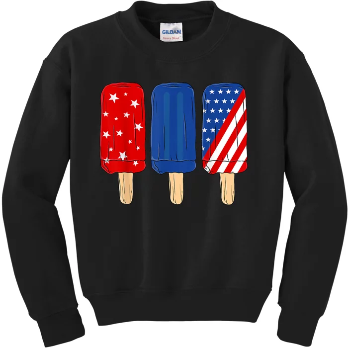 Patriotic 4th Of July Popsicles USA America Flag Summer Kids Sweatshirt