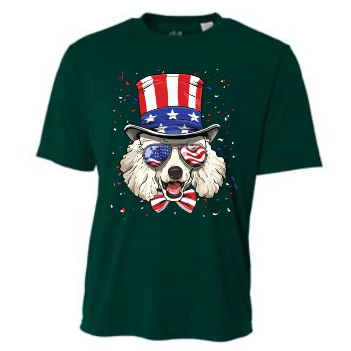 Poodle 4th Of July American Dog USA Flag Cooling Performance Crew T-Shirt