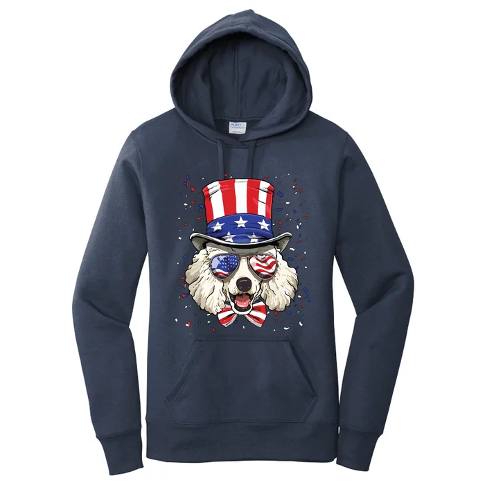 Poodle 4th Of July American Dog USA Flag Women's Pullover Hoodie