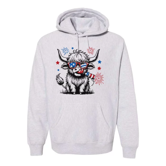 Patriotic 4th Of July Heifer Cow Premium Hoodie