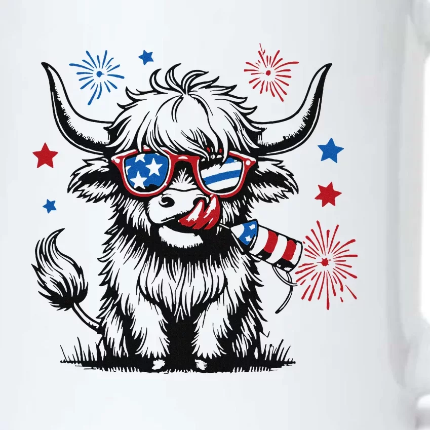 Patriotic 4th Of July Heifer Cow Black Color Changing Mug