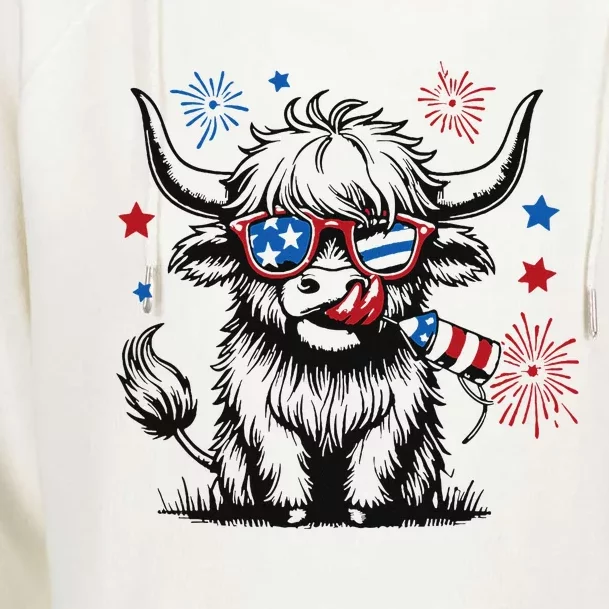 Patriotic 4th Of July Heifer Cow Womens Funnel Neck Pullover Hood