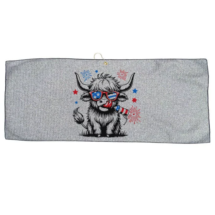 Patriotic 4th Of July Heifer Cow Large Microfiber Waffle Golf Towel