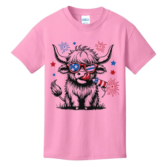 Patriotic 4th Of July Heifer Cow Kids T-Shirt