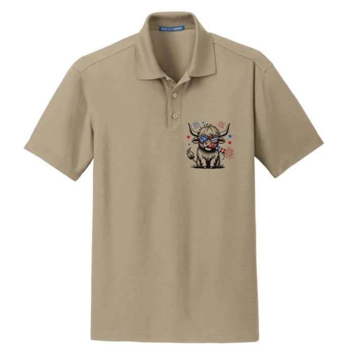 Patriotic 4th Of July Heifer Cow Dry Zone Grid Performance Polo