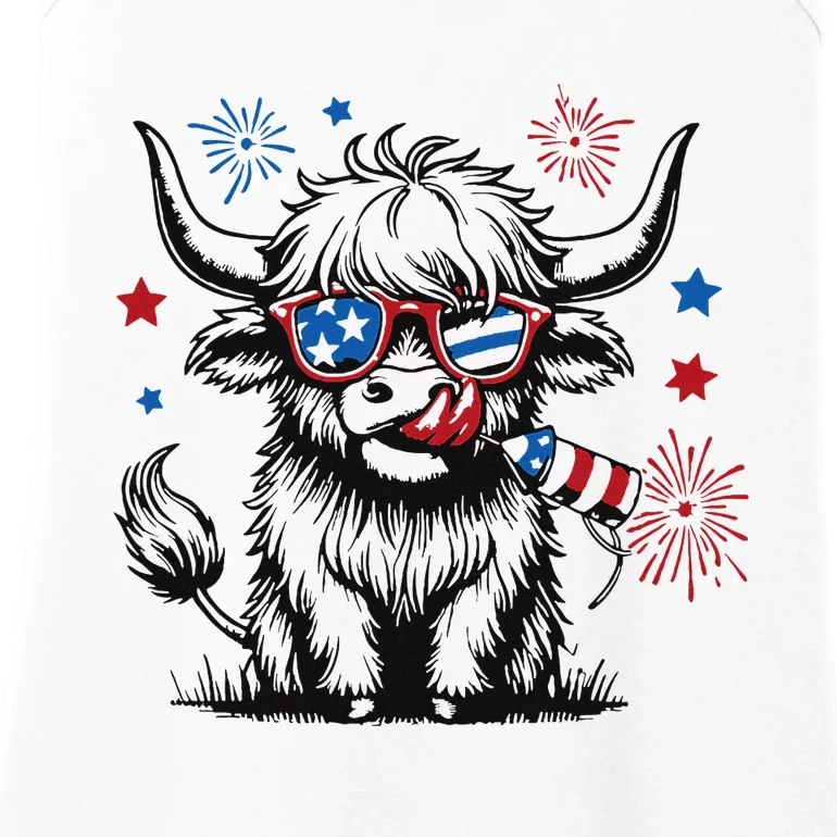 Patriotic 4th Of July Heifer Cow Ladies Essential Tank