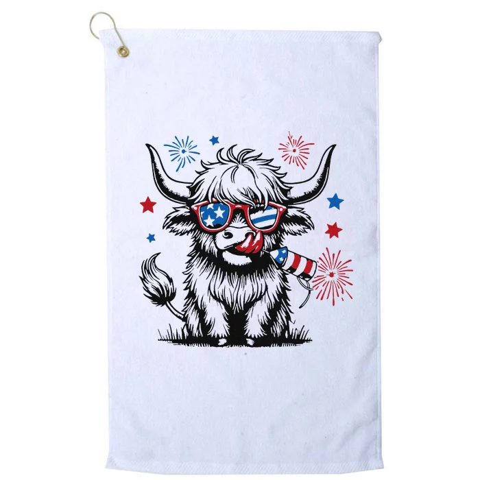 Patriotic 4th Of July Heifer Cow Platinum Collection Golf Towel