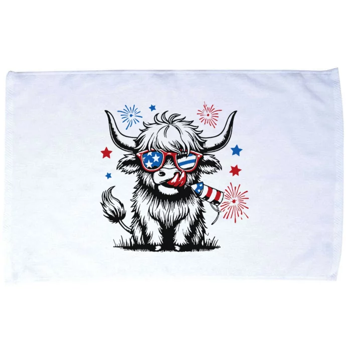 Patriotic 4th Of July Heifer Cow Microfiber Hand Towel