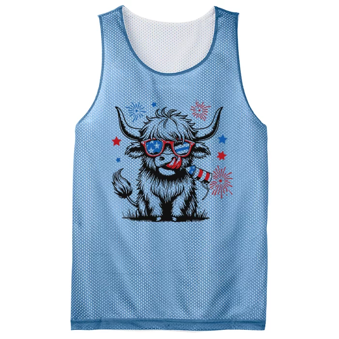 Patriotic 4th Of July Heifer Cow Mesh Reversible Basketball Jersey Tank