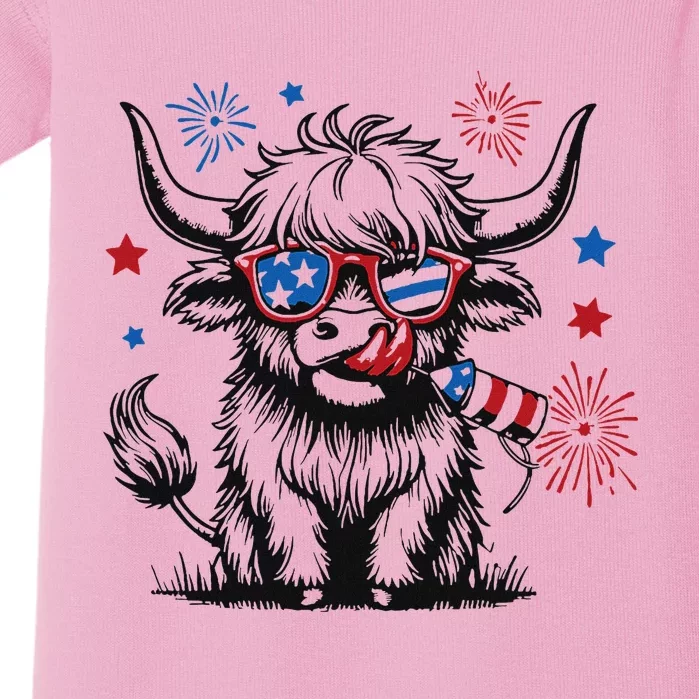 Patriotic 4th Of July Heifer Cow Baby Bodysuit