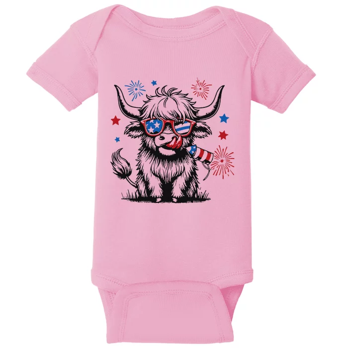 Patriotic 4th Of July Heifer Cow Baby Bodysuit