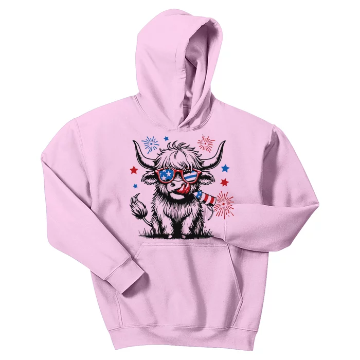 Patriotic 4th Of July Heifer Cow Kids Hoodie