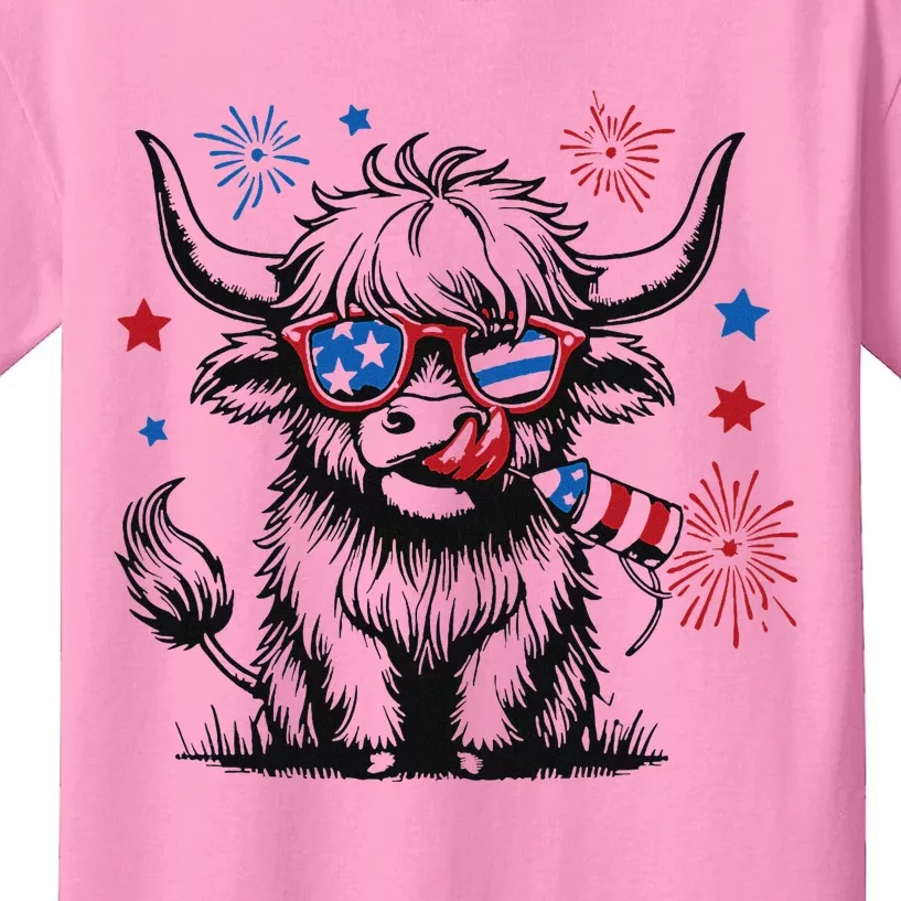 Patriotic 4th Of July Heifer Cow Kids T-Shirt