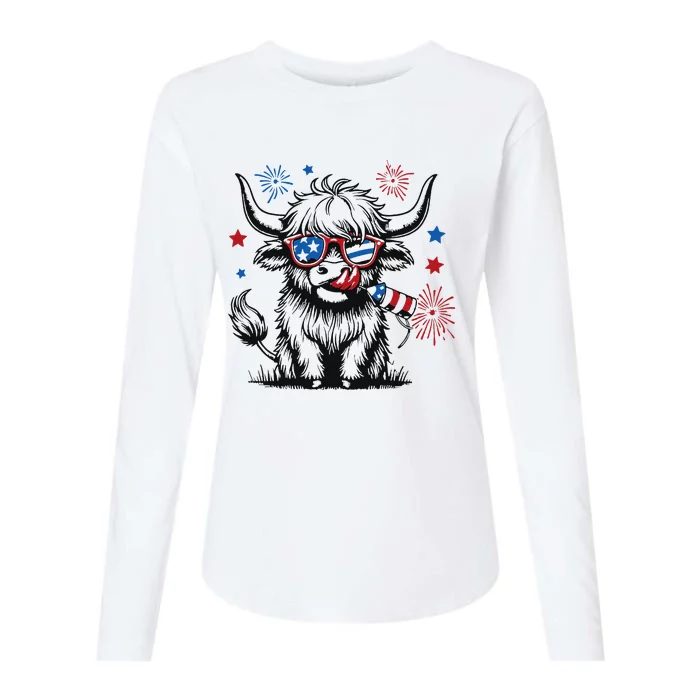 Patriotic 4th Of July Heifer Cow Womens Cotton Relaxed Long Sleeve T-Shirt