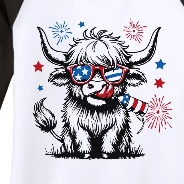 Patriotic 4th Of July Heifer Cow Women's Tri-Blend 3/4-Sleeve Raglan Shirt