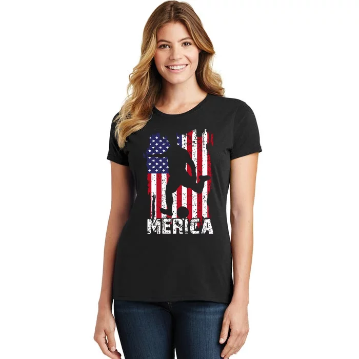 Patriotic 4th Of July Soccer Merica Usa Flag Boy Women's T-Shirt