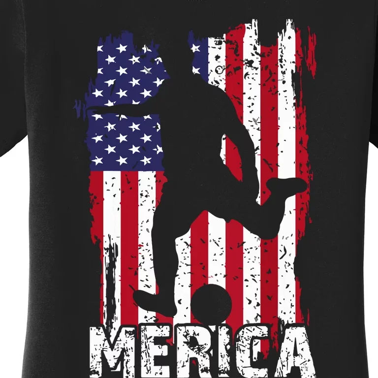 Patriotic 4th Of July Soccer Merica Usa Flag Boy Women's T-Shirt