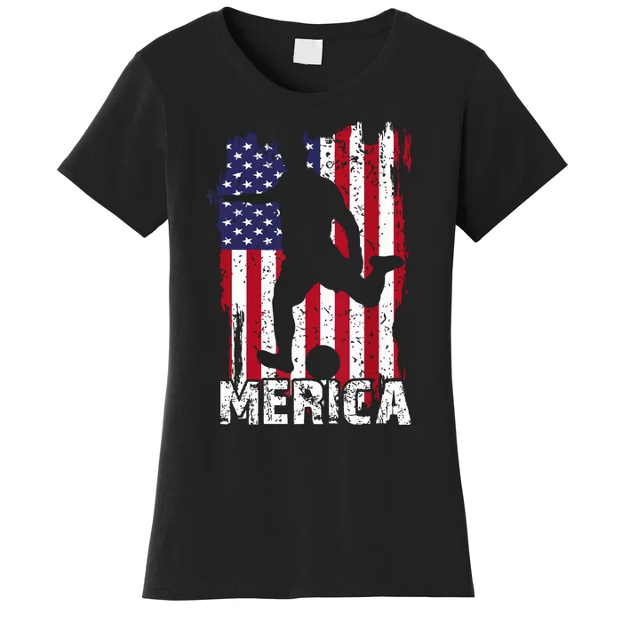 Patriotic 4th Of July Soccer Merica Usa Flag Boy Women's T-Shirt